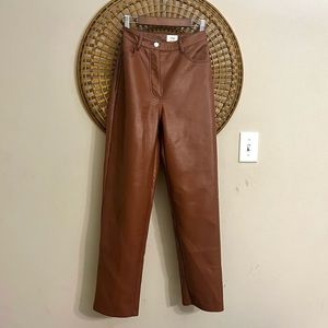 Wilfred Aritzia Melina Leather Pants Brown
